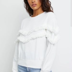 Rails Kinsey Fringe Crewneck Sweater in White
